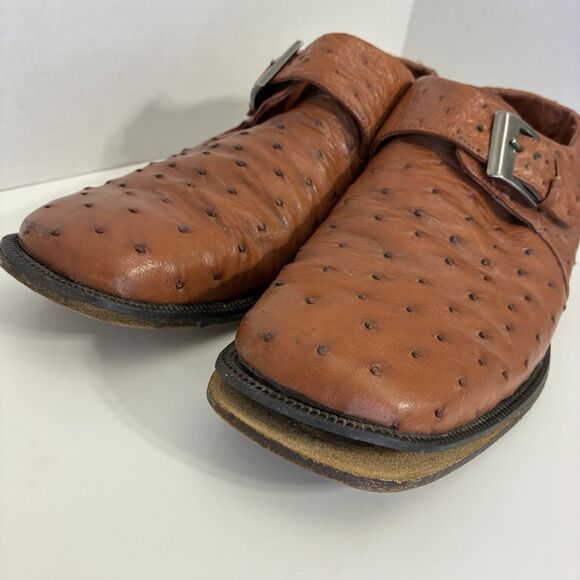Coleoni Italy Men’s 8 Ostrich Leather Monk Strap Dress Shoes Brown main image 7